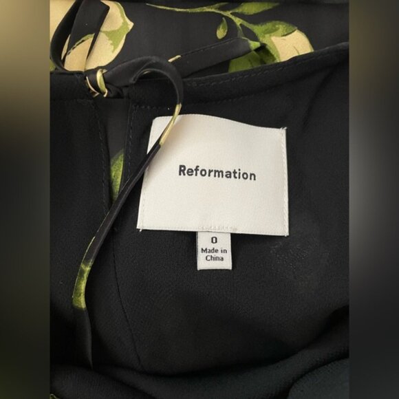 NEW Reformation Anaiis Silk Long Black Floral Backless Dress Mood for Love US 0 - Picture 8 of 16